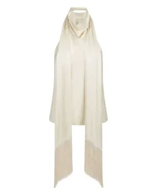 Nina Ricci halterneck fringe-detail top - Neutrals - サムネイル1