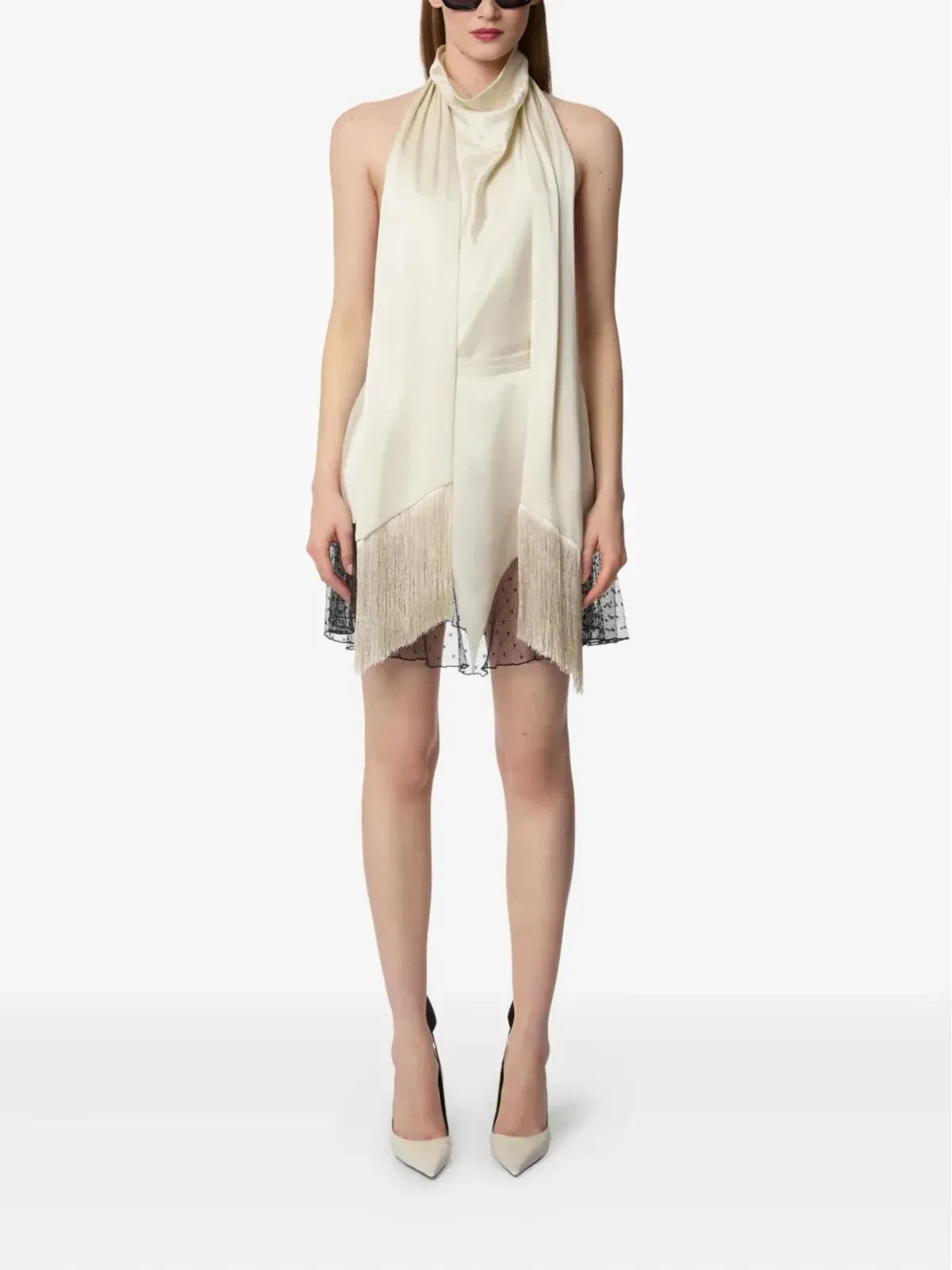 Nina Ricci halterneck fringe-detail top - Neutrals - 画像2