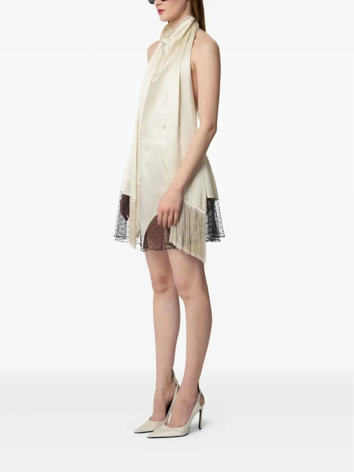 Nina Ricci halterneck fringe-detail top - Neutrals - 画像3