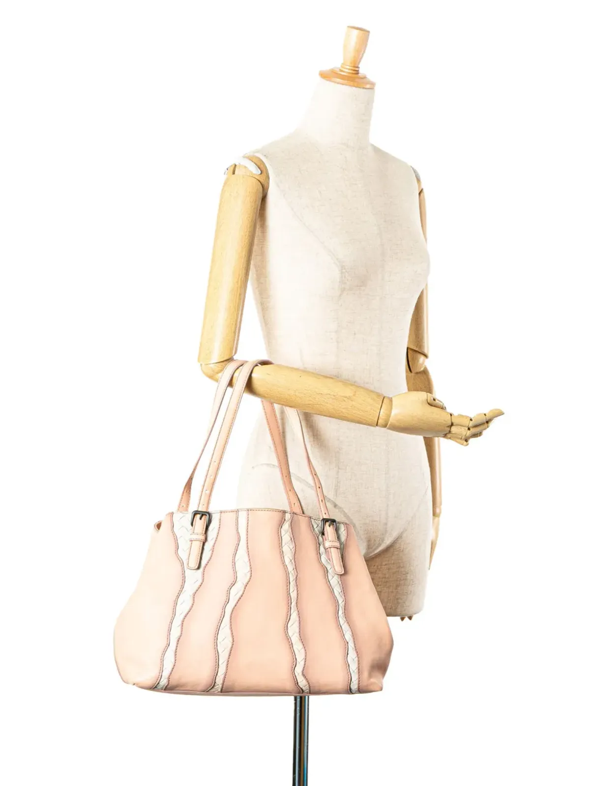 Bottega Veneta ビンテージ ナッパレザー イントレッチャート グリマー トートバッグ - 画像2