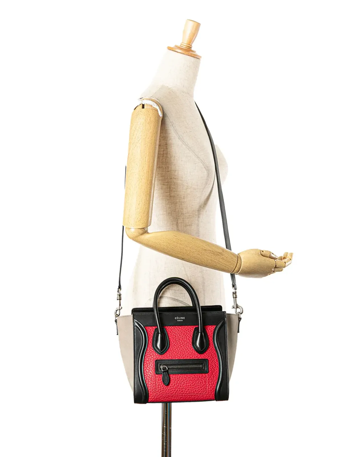 Celine Pre-Owned 2017 ナノ トライカラー ヌバック＆カーフスキン ラゲージ トート サッチェル - マルチカラー - 画像2