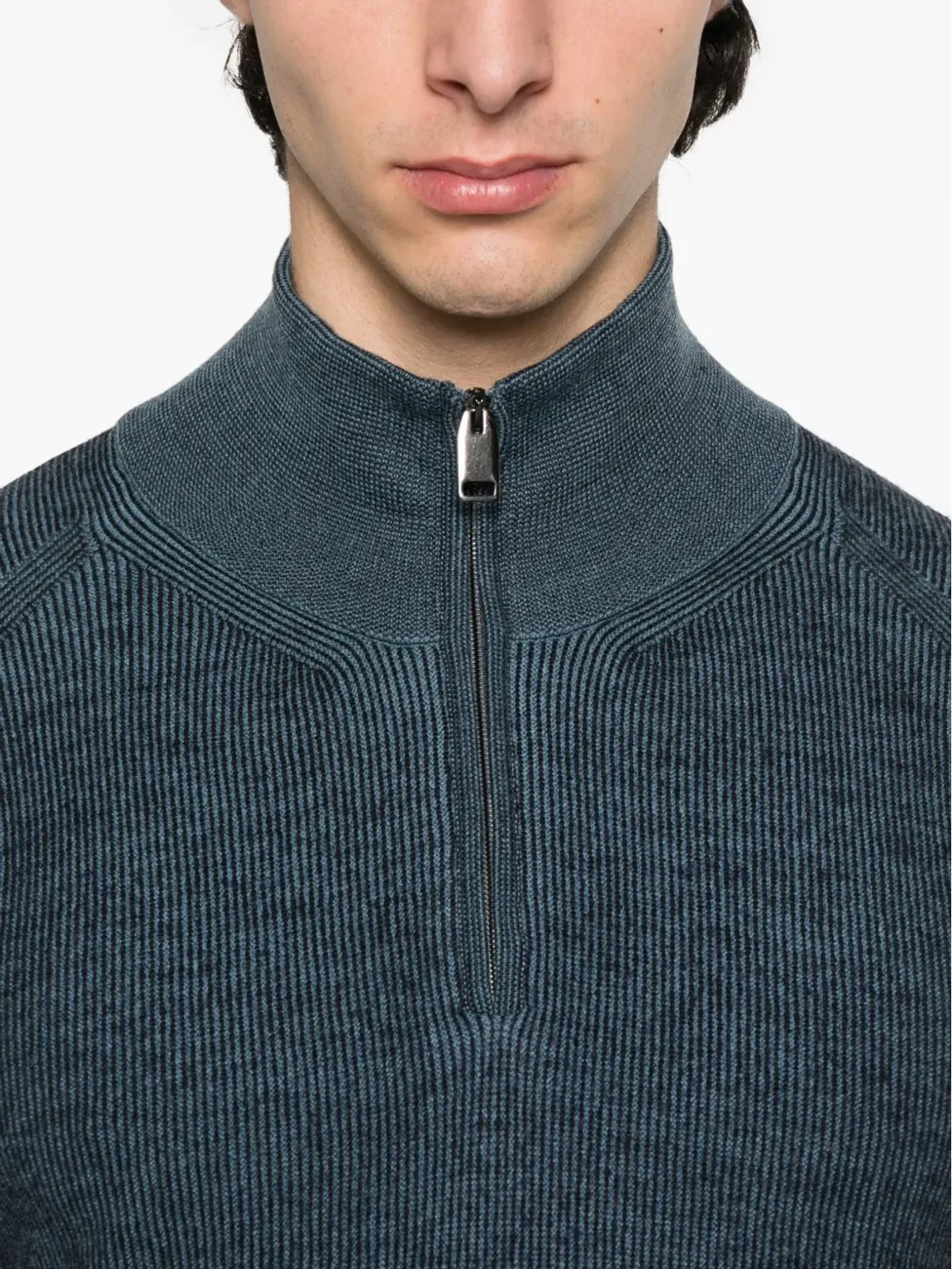 Brioni リブ編みジップネックセーター - 画像5