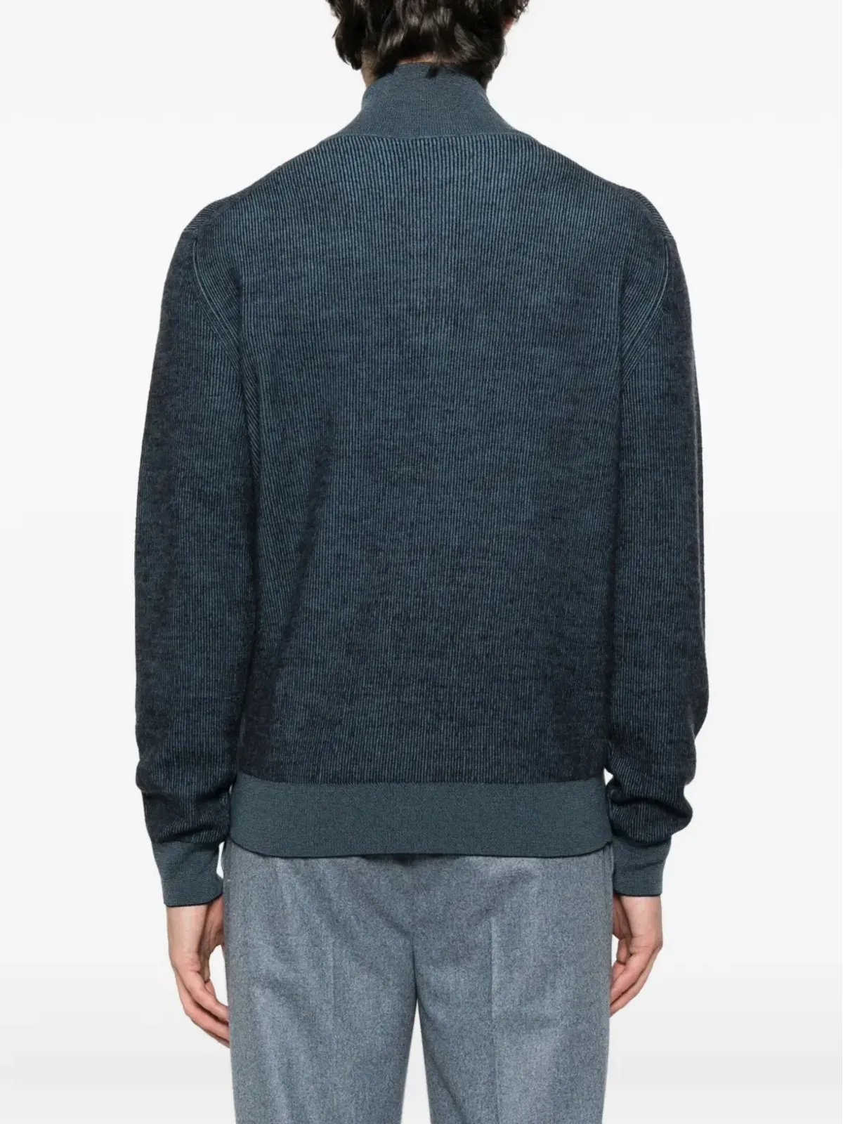 Brioni リブ編みジップネックセーター - 画像4