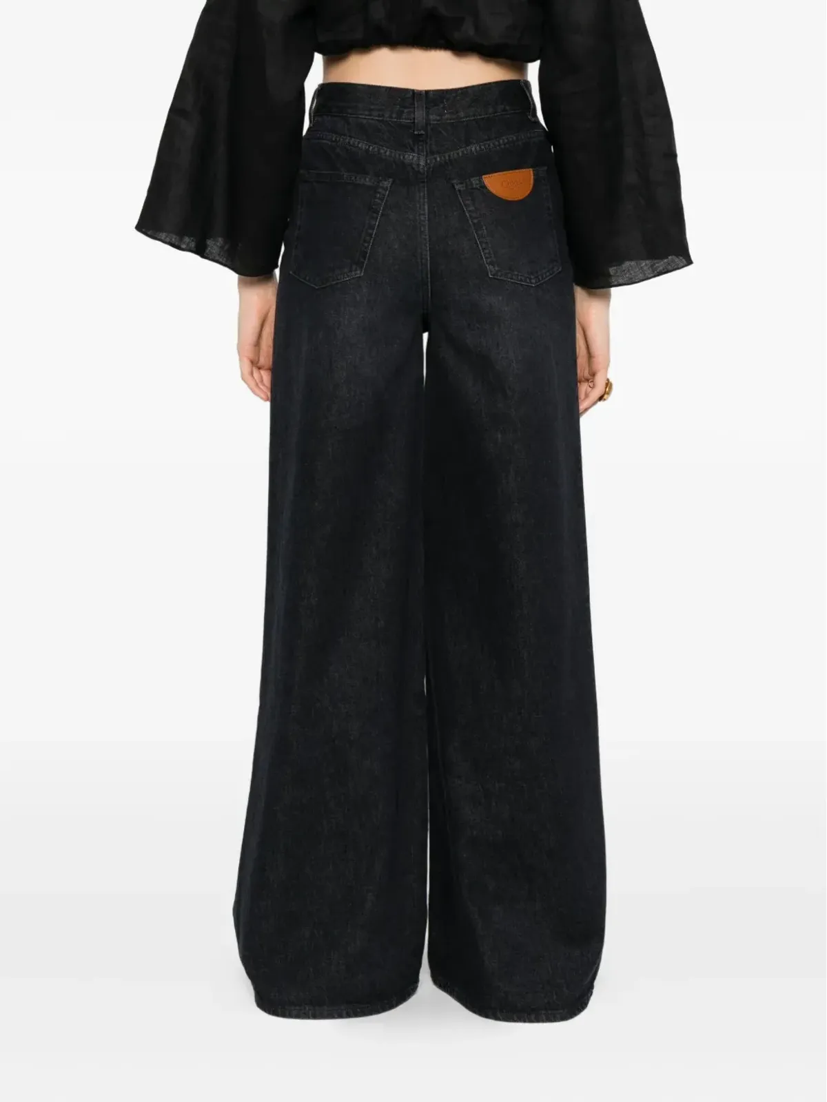 Chloé ボタン付きワイドデニムジーンズ ブラック - 画像4