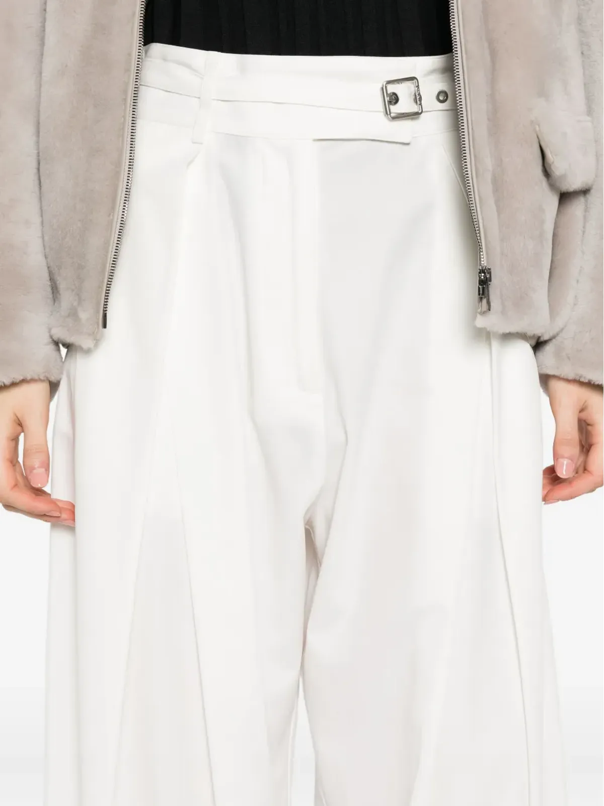 PINKO プリーツベルト付きストレートパンツ - 画像5
