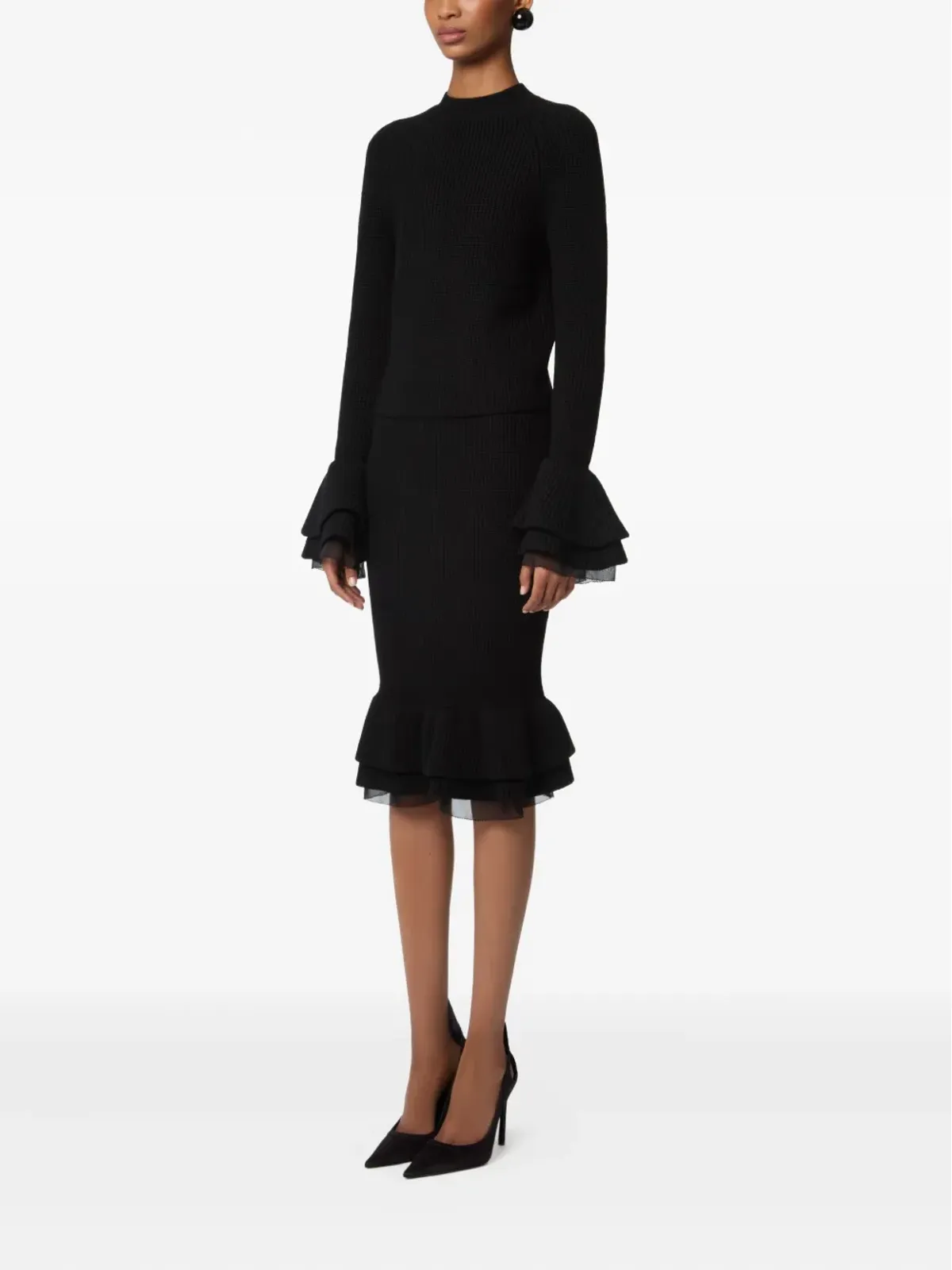 Nina Ricci フリル付きニットスカート - 画像3