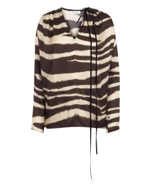 Nina Ricci zebra-print V-neck top - Neutrals - サムネイル1