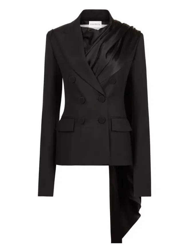 Nina Ricci Nina Ricci ドレープスカーフブレザー - ブラックの商品画像