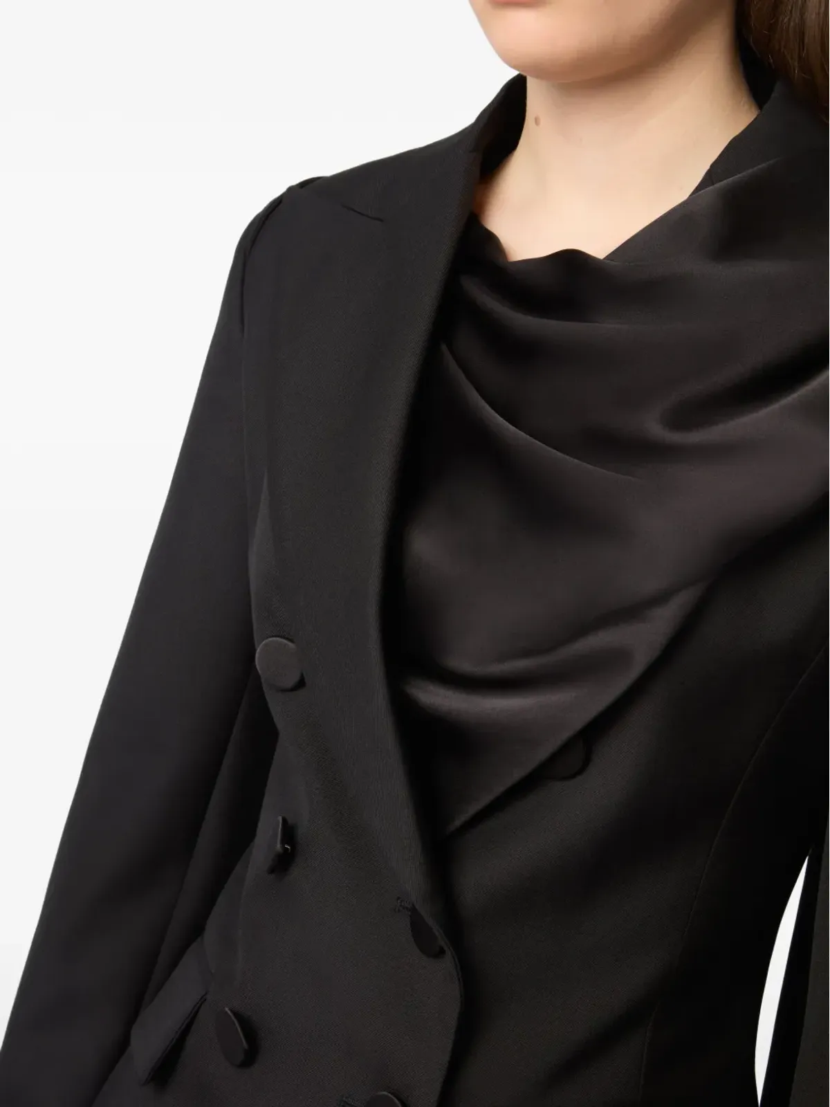 Nina Ricci ドレープスカーフブレザー - ブラック - 画像5