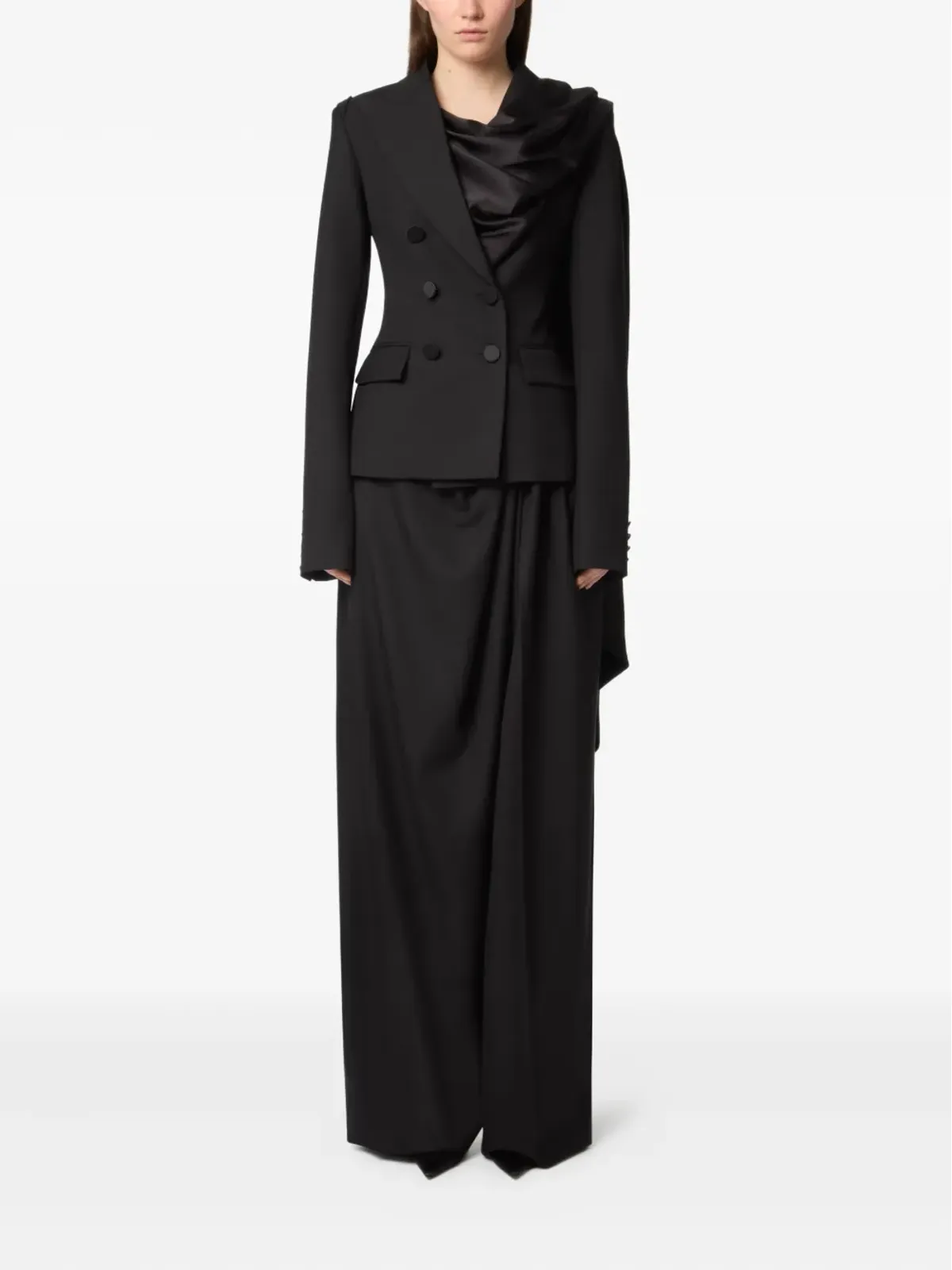 Nina Ricci ドレープスカーフブレザー - ブラック - 画像2
