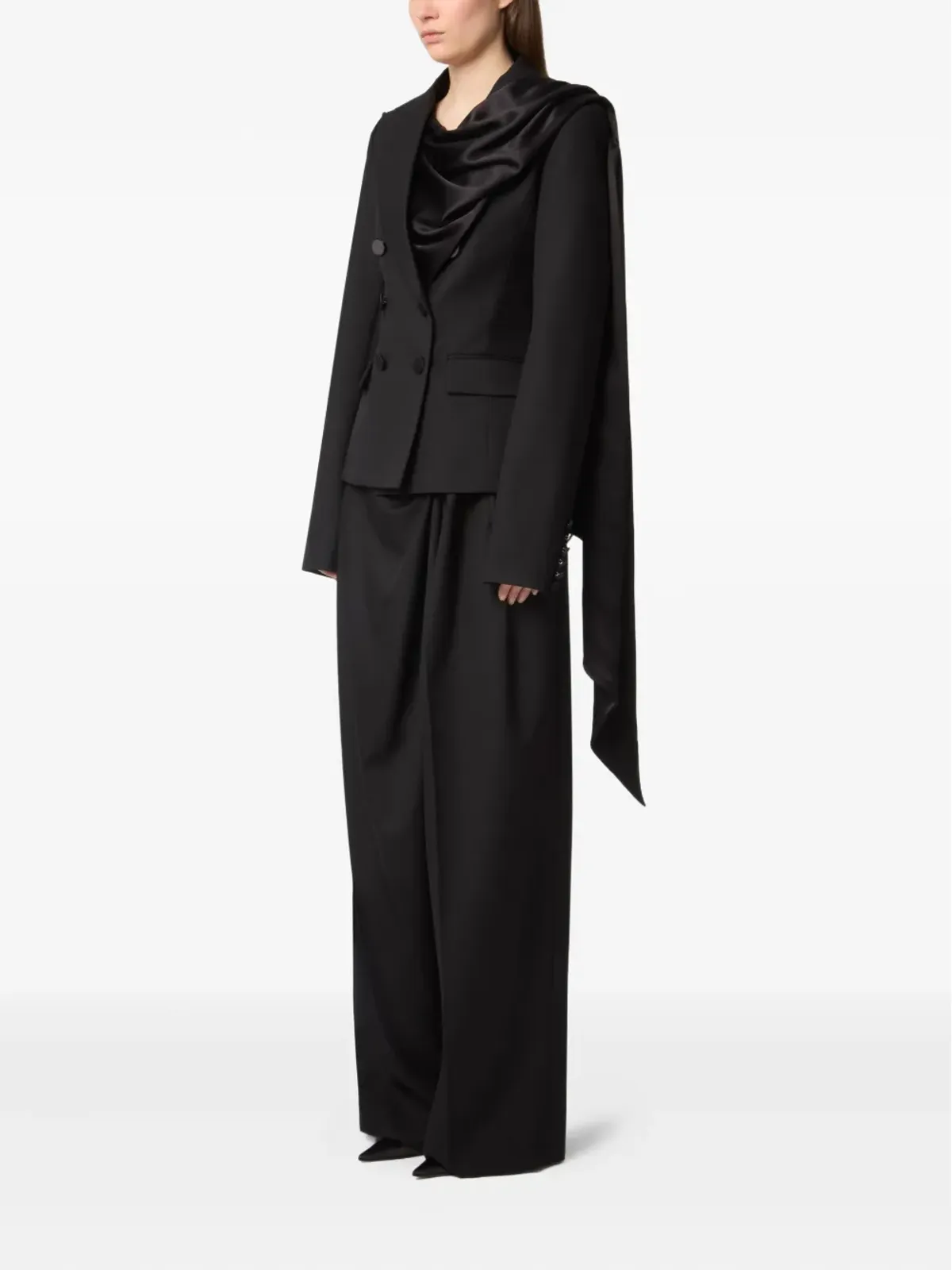 Nina Ricci ドレープスカーフブレザー - ブラック - 画像3