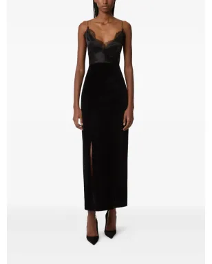 Nina Ricci ベルベット・スリット・マキシスカート - サムネイル2