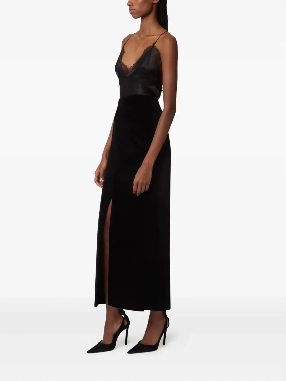 Nina Ricci ベルベット・スリット・マキシスカート - 画像3