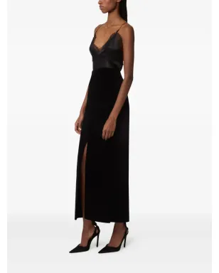Nina Ricci ベルベット・スリット・マキシスカート - サムネイル3