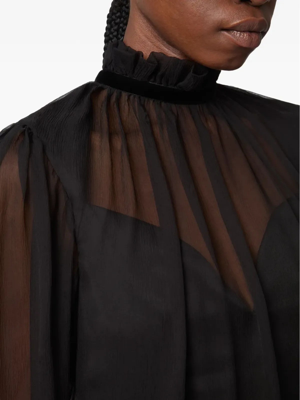 Nina Ricci ハイネック バルーンスリーブ ミニドレス ブラック - 画像5