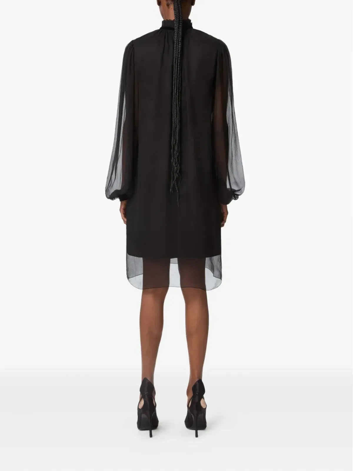 Nina Ricci ハイネック バルーンスリーブ ミニドレス ブラック - 画像4