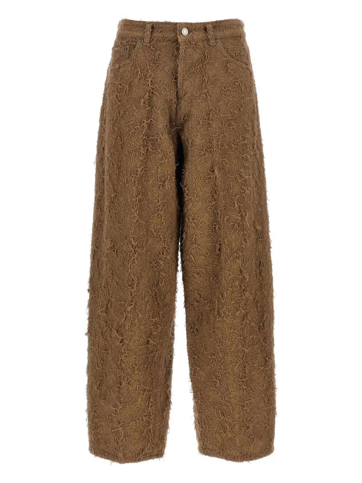 Haikure Becky fur-effect cotton jeans - Brown - 画像1