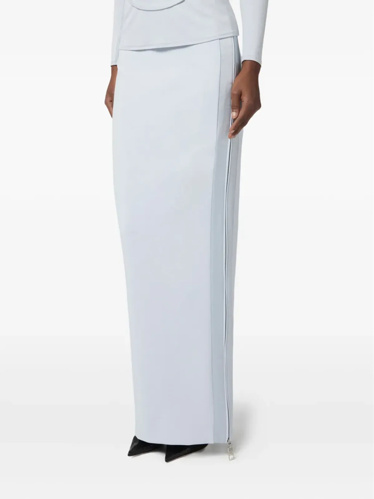 Elisabetta Franchi ハイウエストサイドジップマキシスカート - 画像5
