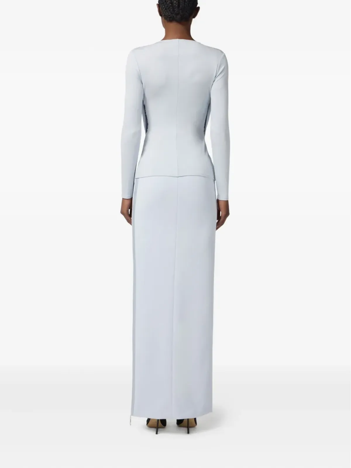 Elisabetta Franchi ハイウエストサイドジップマキシスカート - 画像3