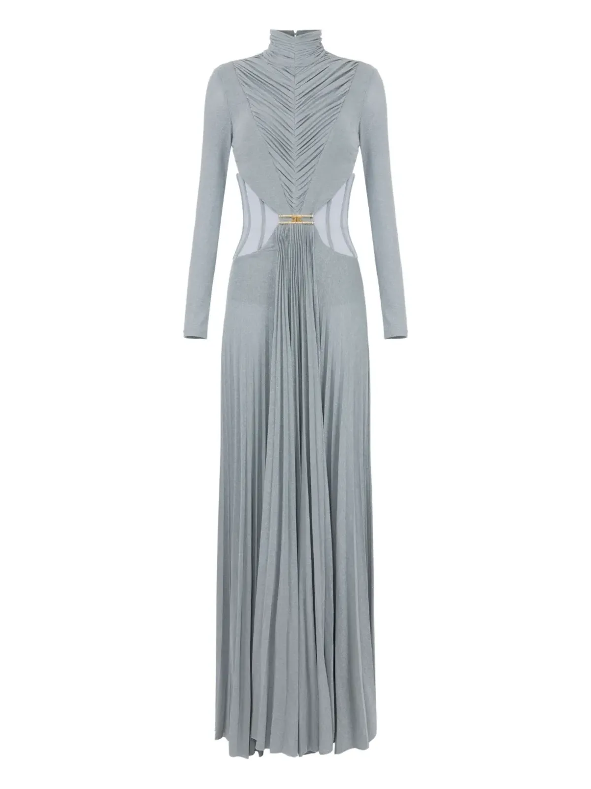 Elisabetta Franchi プリーツ入りハイネックドレス - 画像1