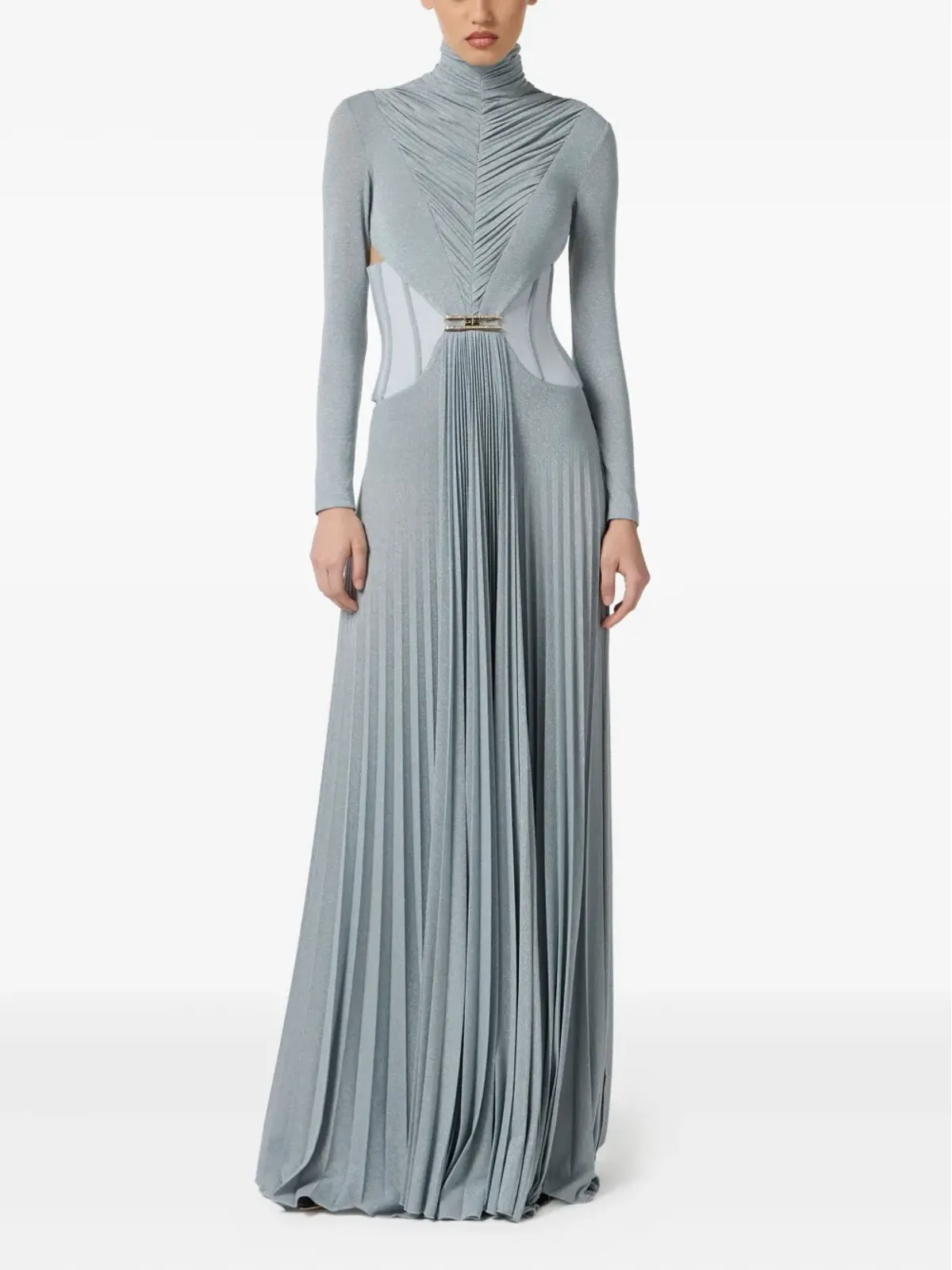 Elisabetta Franchi プリーツ入りハイネックドレス - 画像2