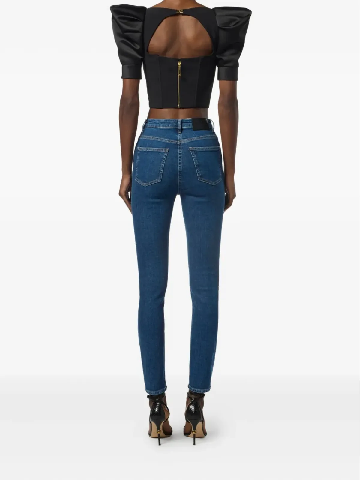 Elisabetta Franchi パフスリーブコルセットトップ - 画像3