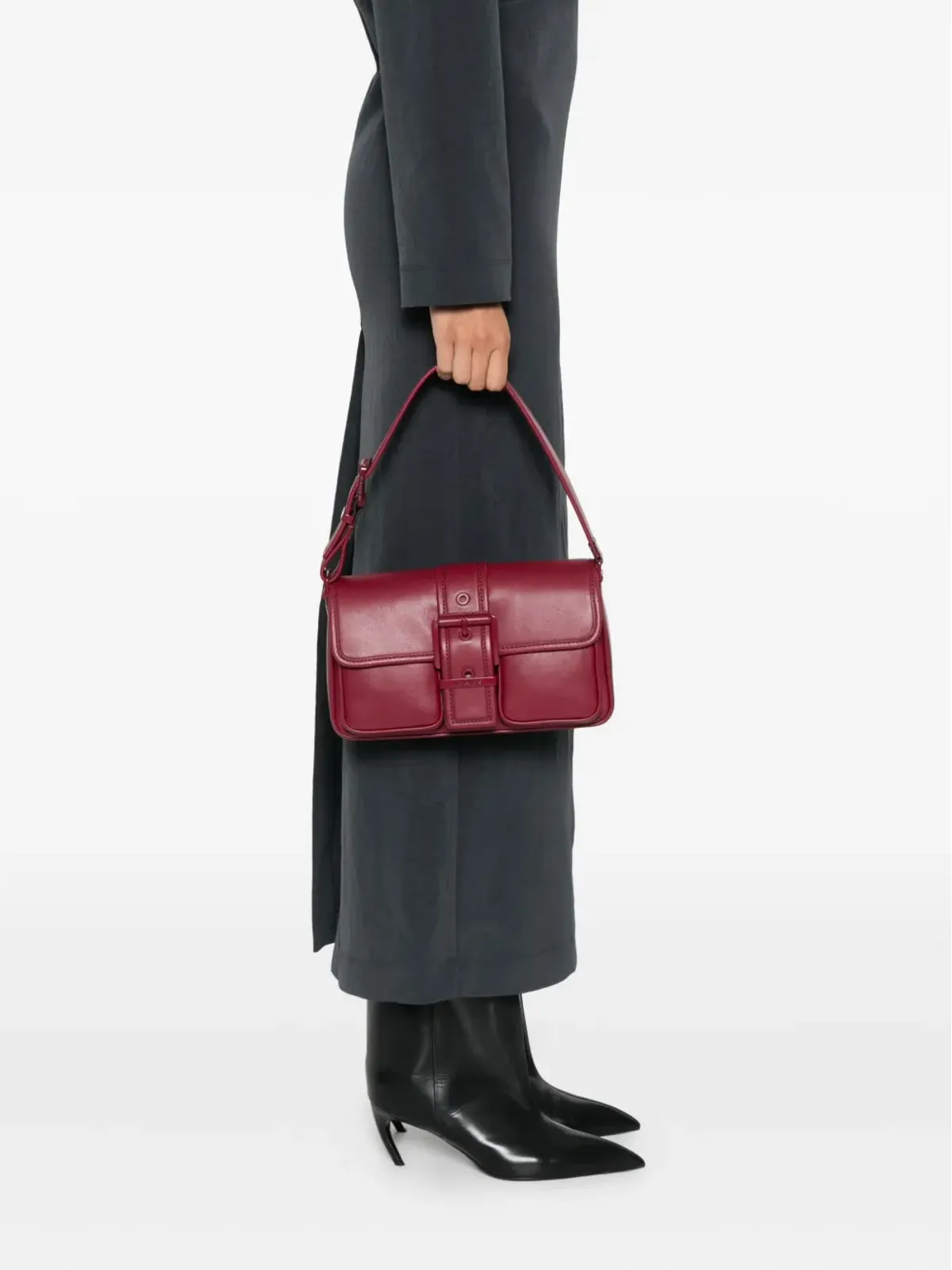 Michael Michael Kors Colby バックル式レザーショルダーバッグ（レッド） - 画像2