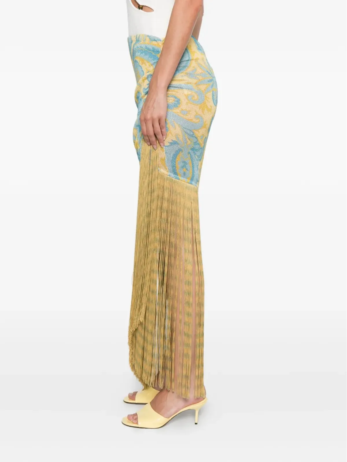 ETRO ペイズリープリント フリンジスカート - 画像3