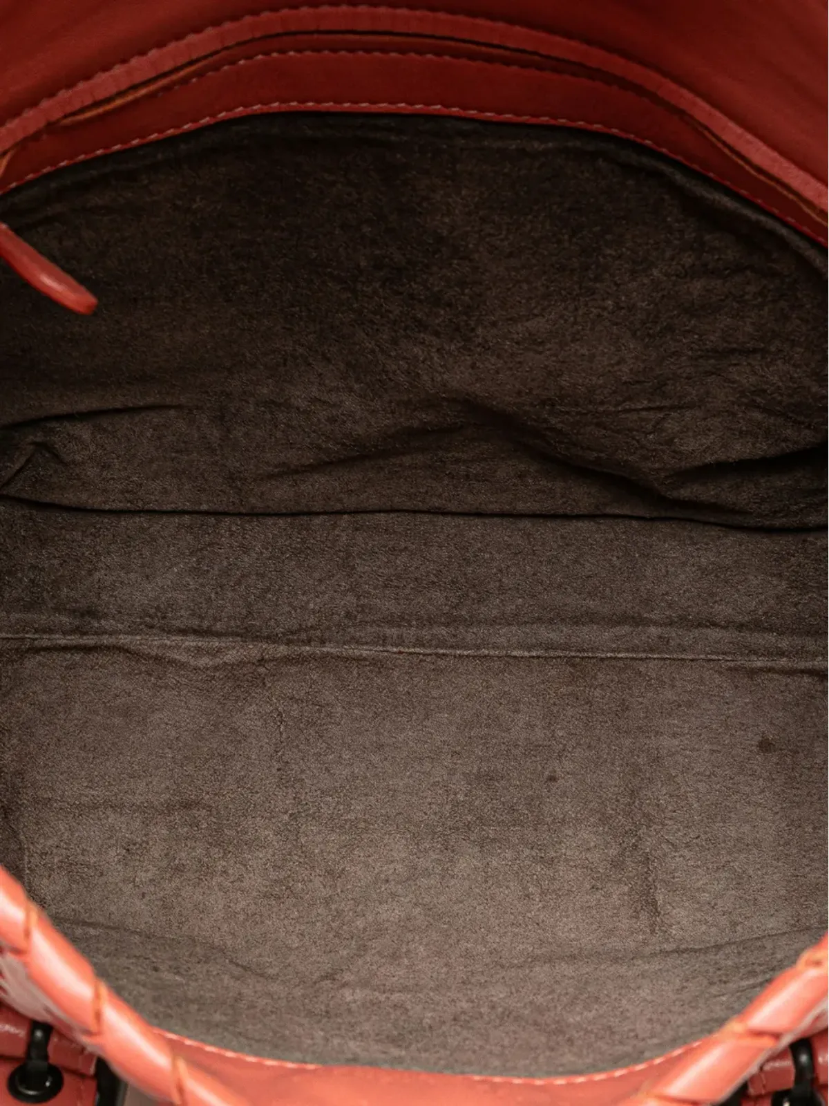 Bottega Veneta Vintage Leather Intrecciato Flap Satchel - オレンジ - 画像5