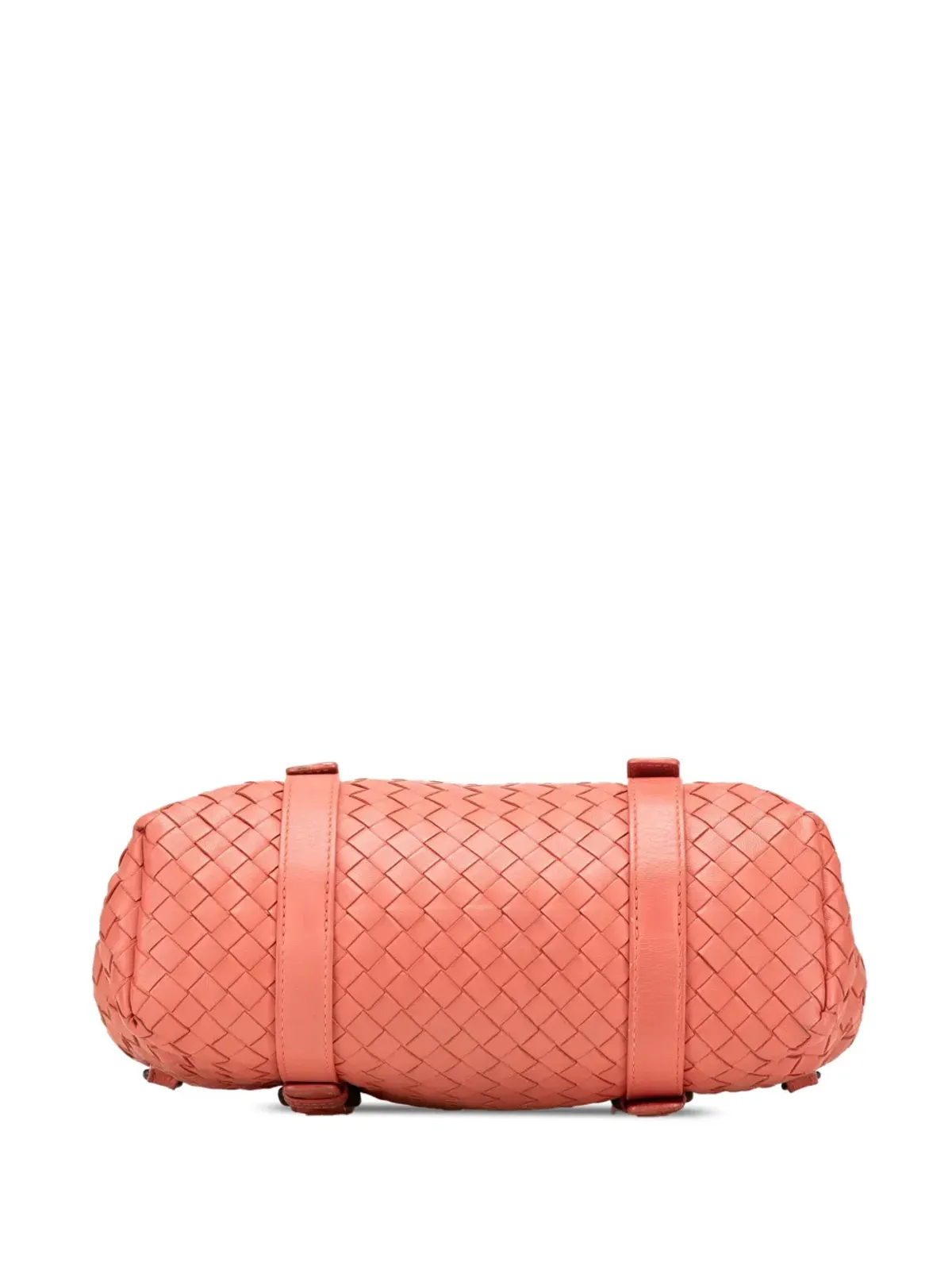 Bottega Veneta Vintage Leather Intrecciato Flap Satchel - オレンジ - 画像4
