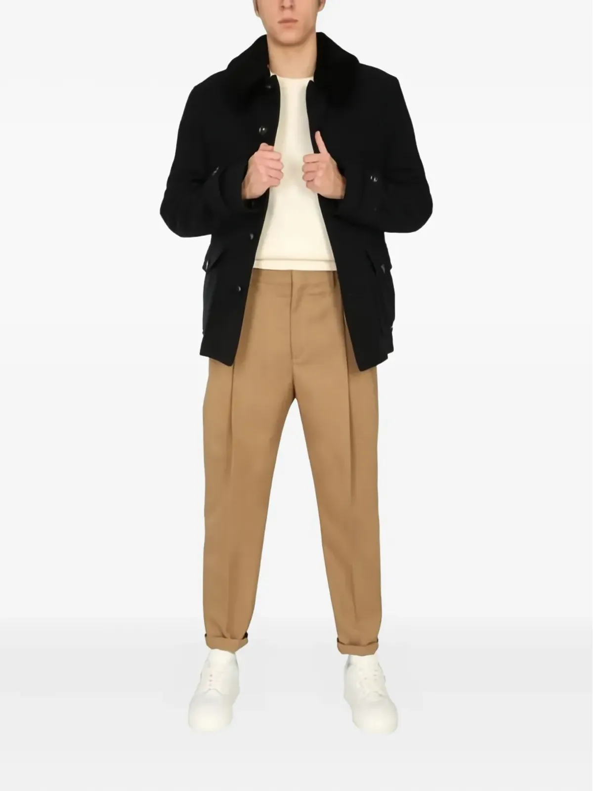 Saint James ポケット付きシングルブレストコート - 画像2