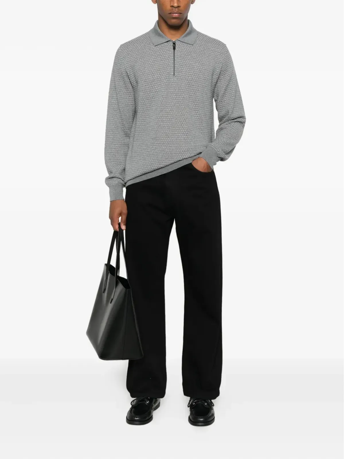 Canali ポロカラー・メリノウール セーター - Grey - 画像2