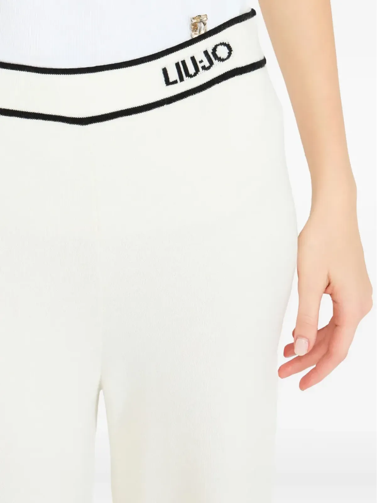 LIU JO ロゴジャカード サイドボタン トラウザーズ - White - 画像5