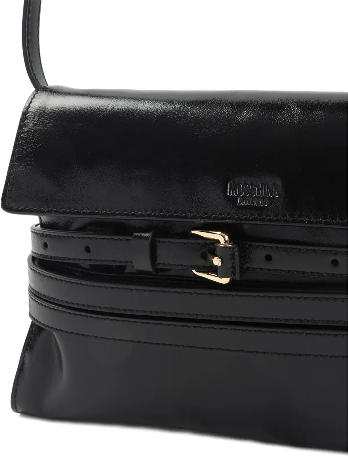 Moschino バックル付きレザーショルダーバッグ - 画像3