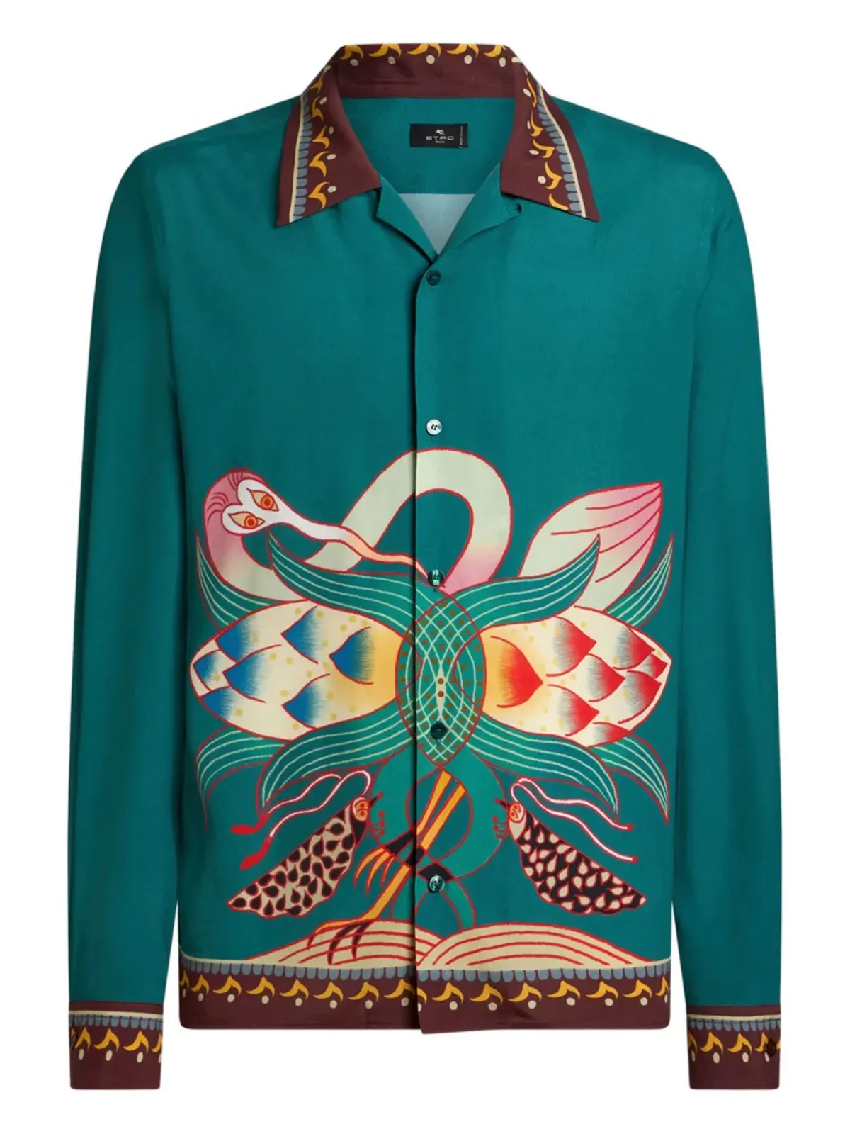 ETRO placed-print long-sleeved shirt - Green - 画像1