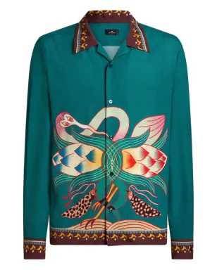ETRO placed-print long-sleeved shirt - Green - サムネイル1