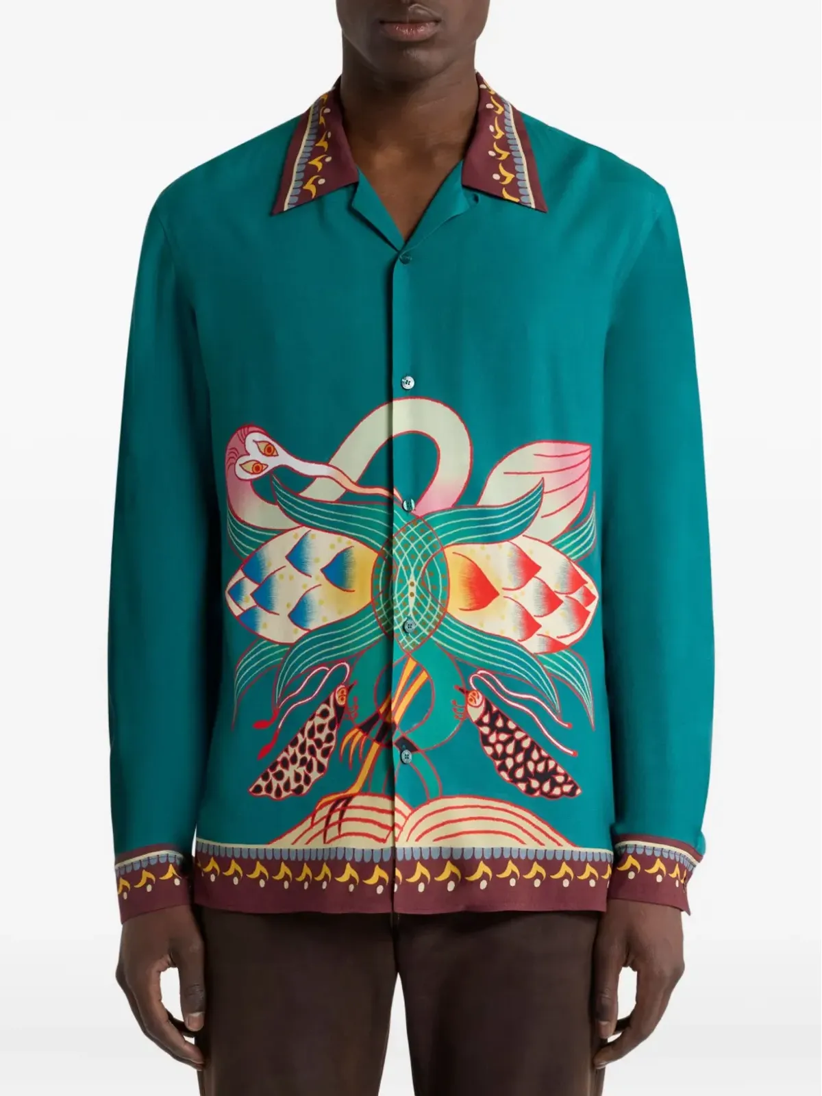 ETRO placed-print long-sleeved shirt - Green - 画像2