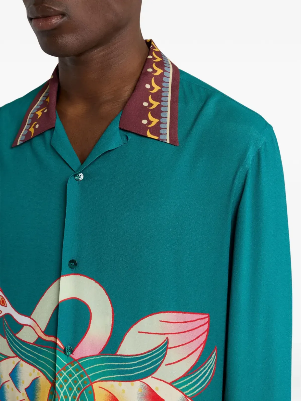 ETRO placed-print long-sleeved shirt - Green - 画像4