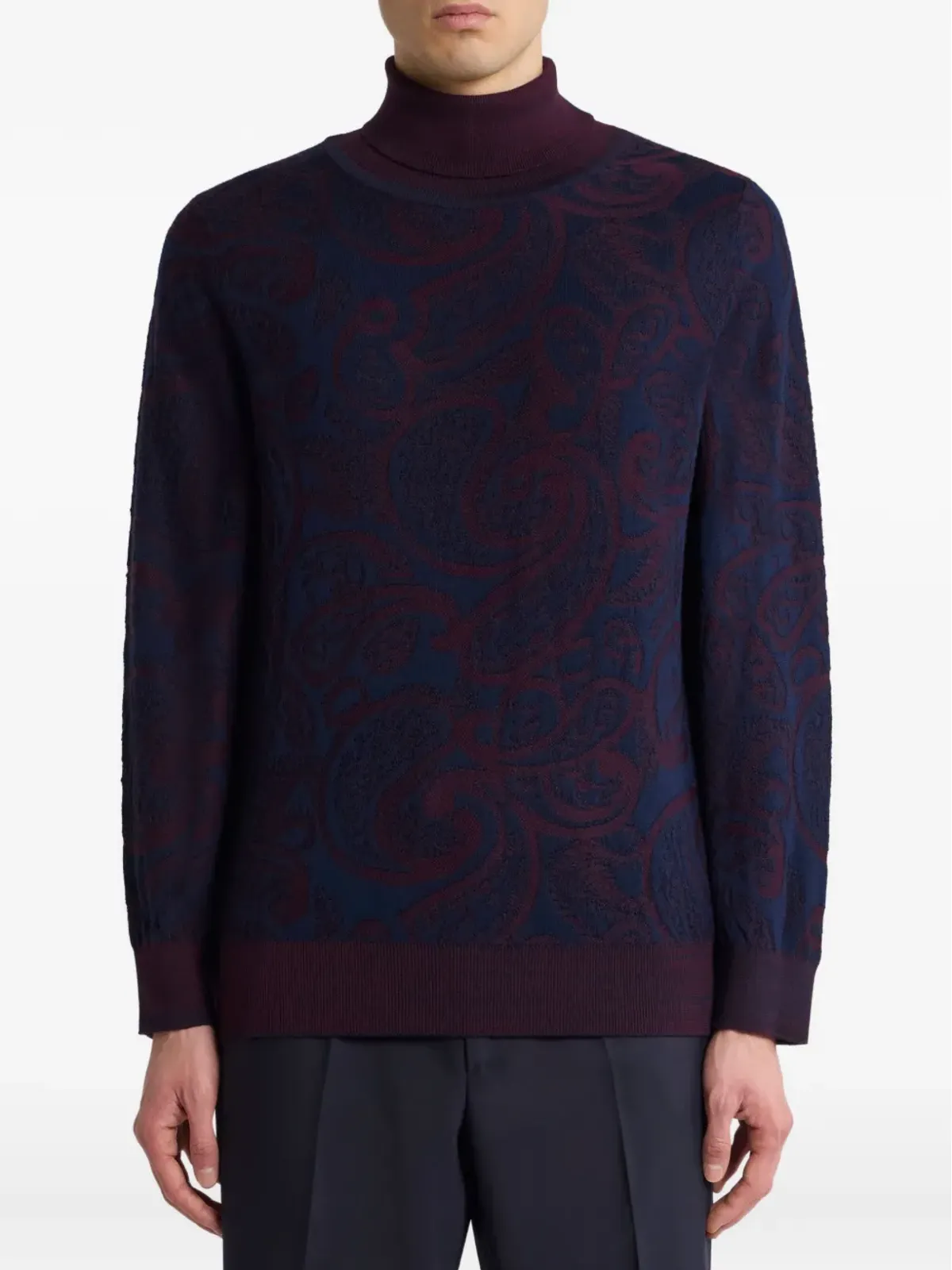 ETRO ペイズリージャカード タートルネックセーター - 画像3