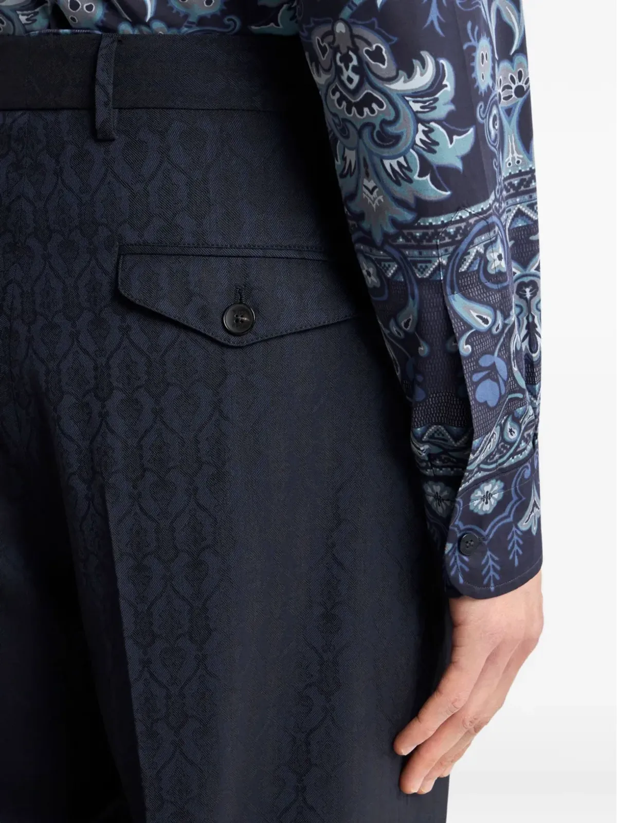 ETRO ジャカード ウール パンツ - ブルー - 画像4