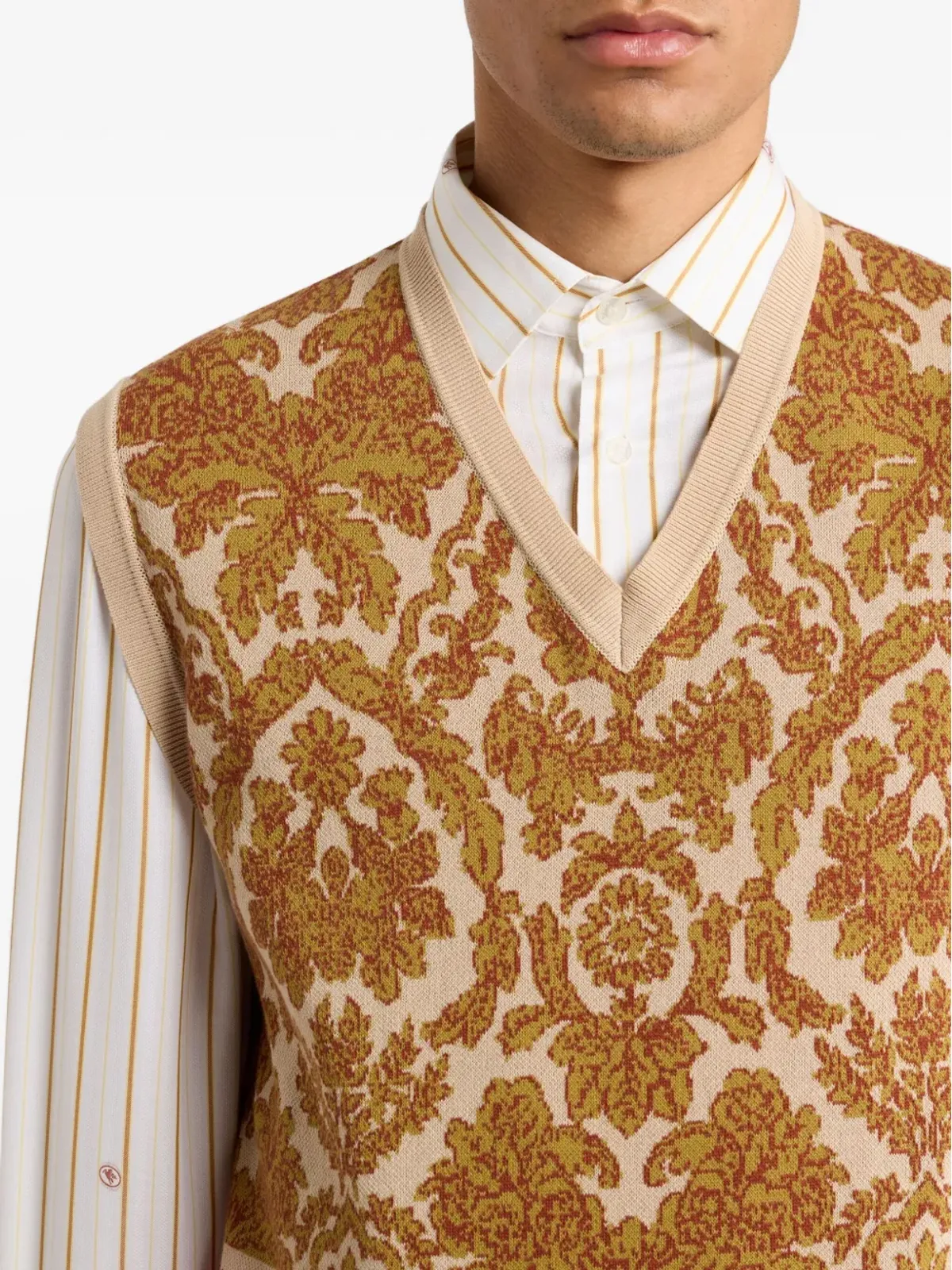 ETRO ジャカード柄ベスト ブラウン - 画像5