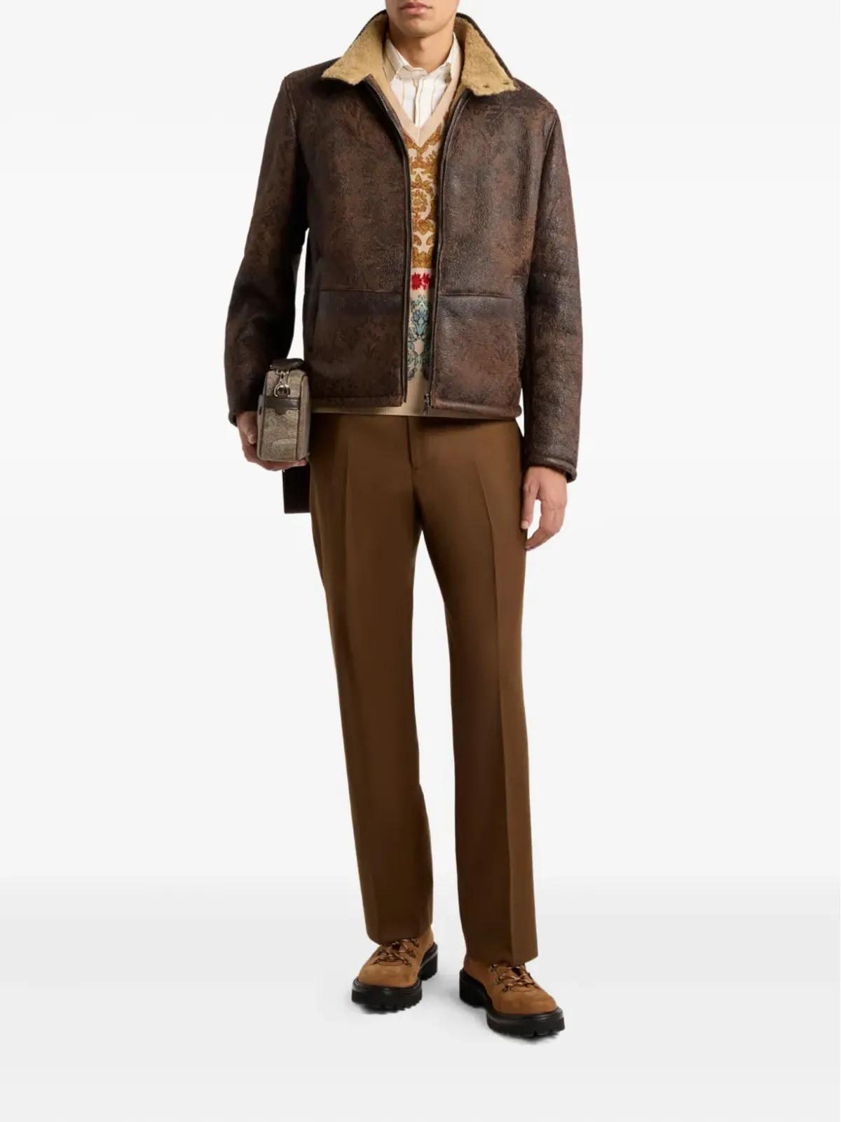 ETRO ジャカード柄ベスト ブラウン - 画像2