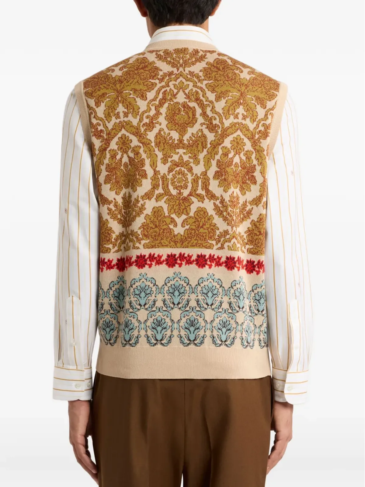 ETRO ジャカード柄ベスト ブラウン - 画像4