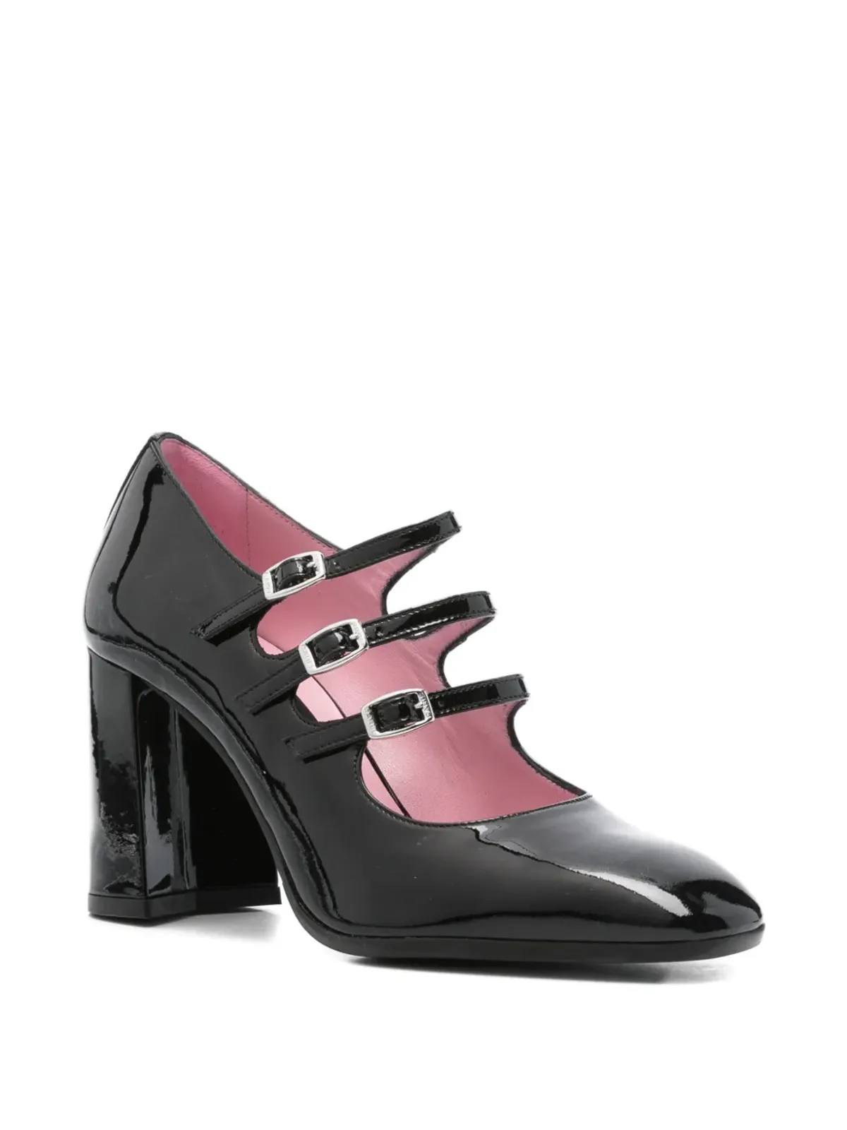Carel Paris 80mm トリプルバックル ブロックヒール パンプス - ブラック - 画像2