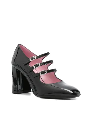 Carel Paris 80mm トリプルバックル ブロックヒール パンプス - ブラック - サムネイル2