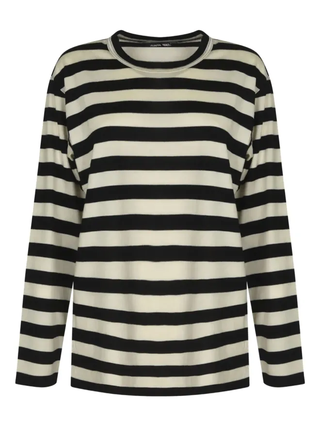 Junya Watanabe Junya Watanabe stripe long-sleeve T-shirt - Blackの商品画像