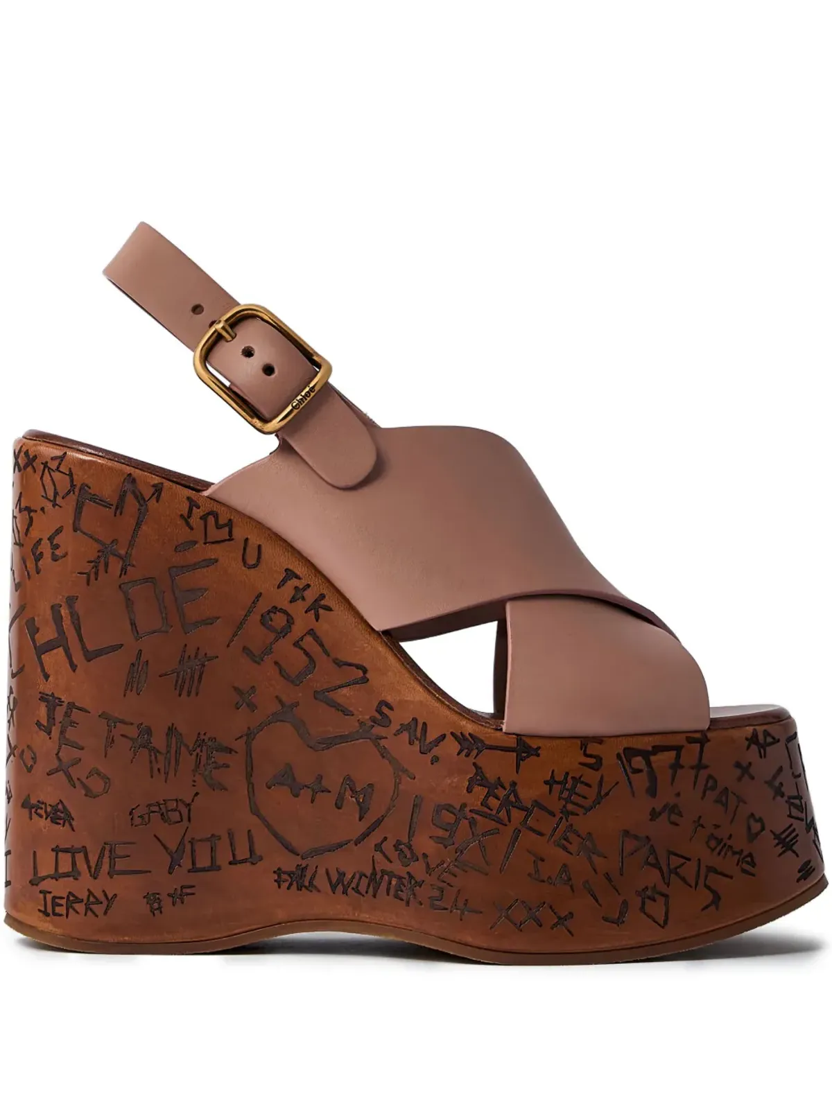 Chloé Maxime クロスストラップ ウェッジサンダル - 画像1