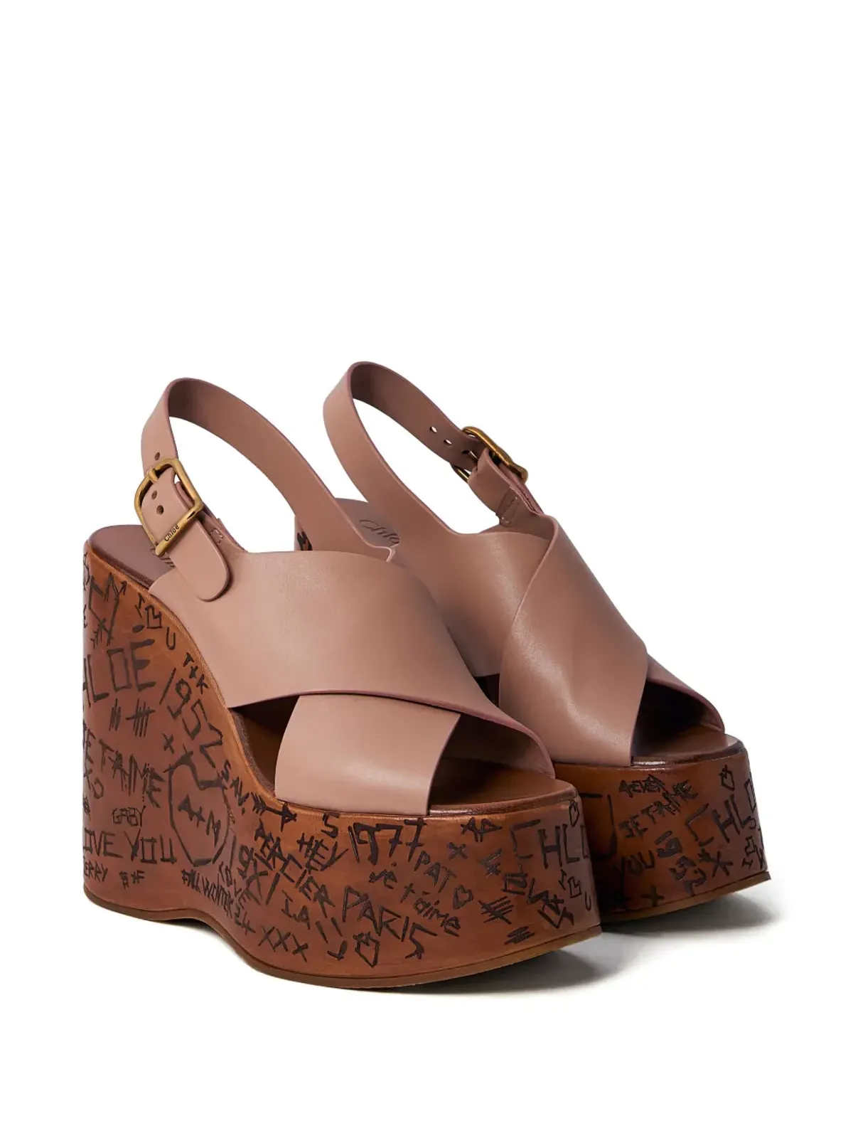 Chloé Maxime クロスストラップ ウェッジサンダル - 画像2