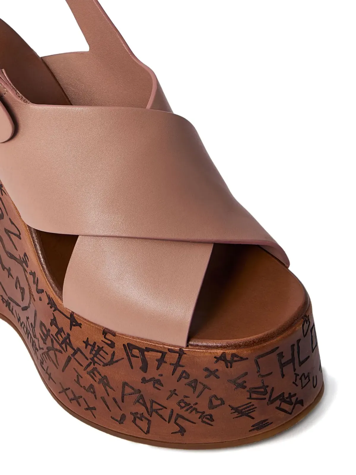 Chloé Maxime クロスストラップ ウェッジサンダル - 画像3