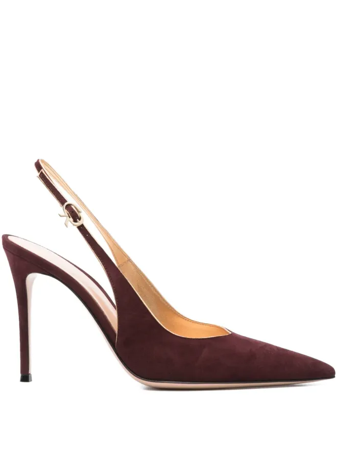 Gianvito Rossi Gianvito Rossi 95mmスリングバックスエードパンプス - ブラウンの商品画像